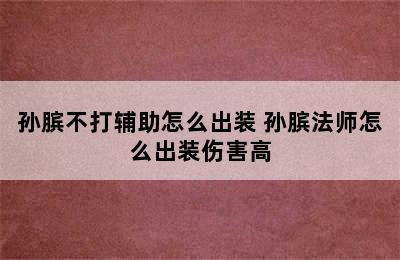 孙膑不打辅助怎么出装 孙膑法师怎么出装伤害高